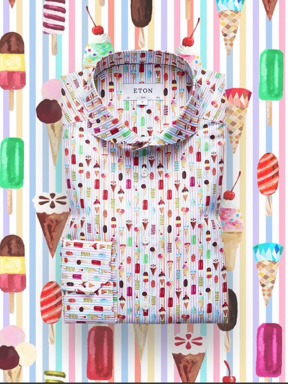ETON Multicolor Ice Cream & Popsicle Stripe Button Down
